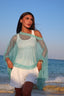 Aqua studded knit off shoulder top
