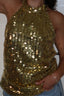 Gold payette halter neck top