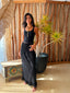 Linen Skirt Coverup in Black
