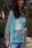 Aqua studded knit off shoulder top