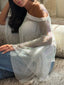 White knit studded off shoulder top