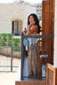 Brown embroidered linen pants