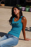 Indigo embroidered lune tank top