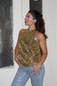 Gold payette halter neck top