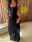 Linen Skirt Coverup in Black