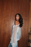 White knit studded off shoulder top