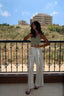 Vanilla bean embroidered linen pants