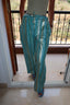Indigo embroidered linen pants