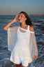 White knit studded off shoulder top
