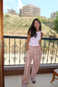 Rose Indian embroidered linen pants