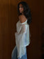 White knit studded off shoulder top