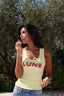 Yellow lune handmade embroidery tanktop