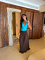 Linen Skirt Coverup in Brown