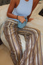 Brown embroidered linen pants