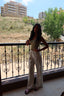 Vanilla bean embroidered linen pants