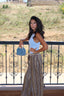 Brown embroidered linen pants