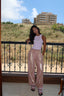 Rose Indian embroidered linen pants