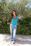 Indigo embroidered lune tank top