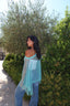 Aqua studded knit off shoulder top