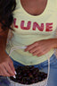 Yellow lune handmade embroidery tanktop