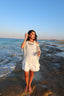 White knit studded off shoulder top