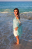 Aqua studded knit off shoulder top
