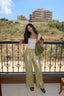 Mustard Indian embroidered linen pants