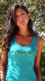 Indigo embroidered lune tank top