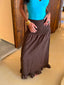 Linen Skirt Coverup in Brown